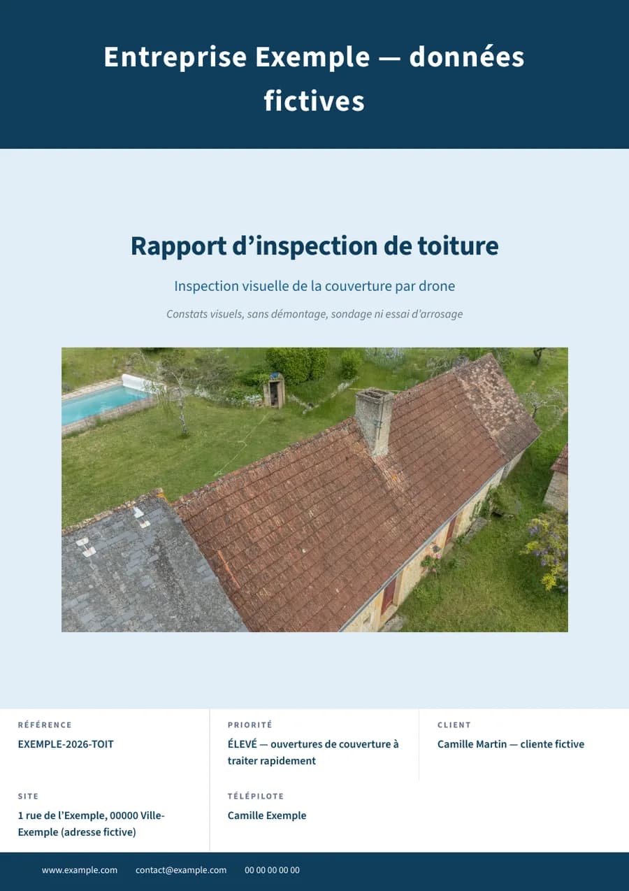 Rapport d’exemple de toiture, couverture (ouvre le PDF) — page 1 sur 8